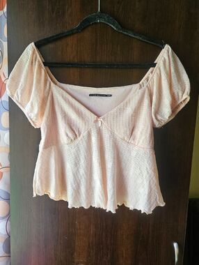 H + H Light Pink Peplum Sleeve Top Size XL
